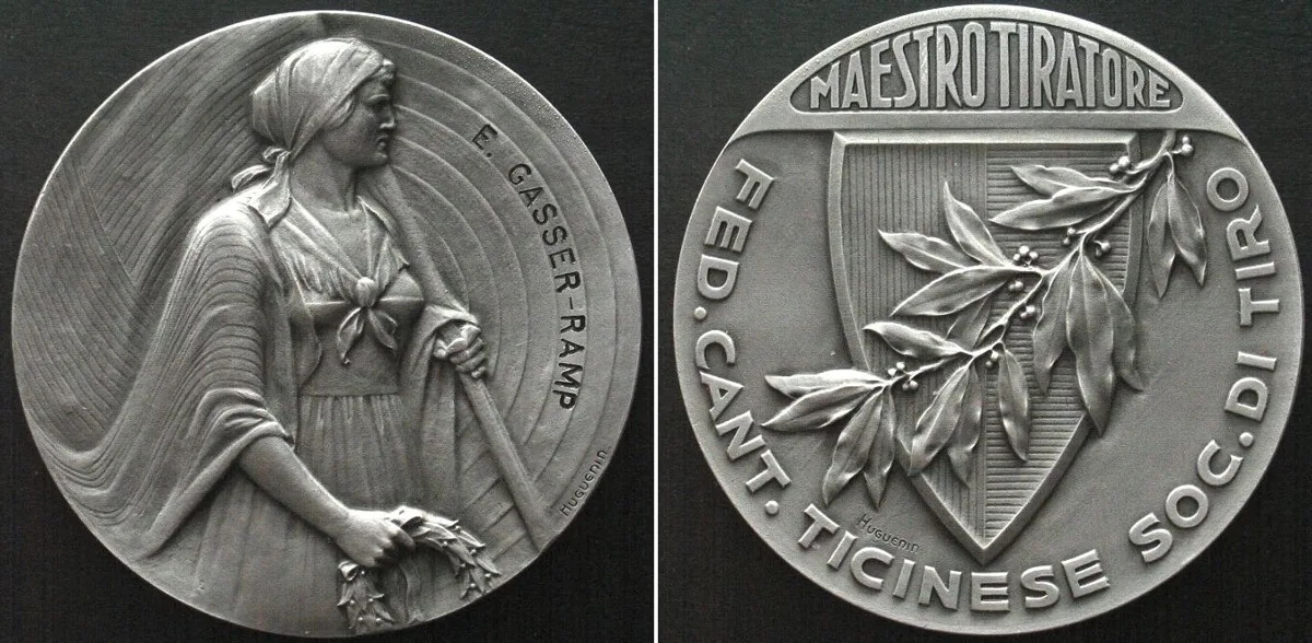 1965 TICINO - CANTONAL SHOOTING SOCIETY CHAMPIONSHIP ND (ca. 1965) silvered bronze UNC