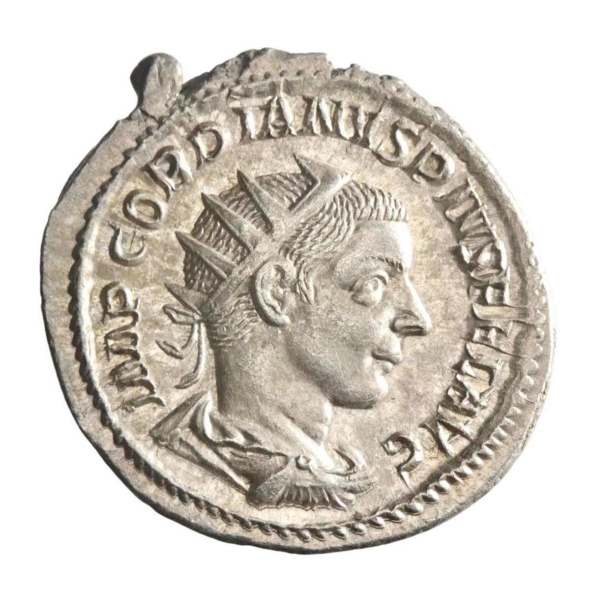 Roman: Gordian III (238-244), silver antoninianus (3.83g), Rome mint, 238-244 CE. Radiate, draped, and cuirassed bust / Hercules standing, leaning on club set on rock.