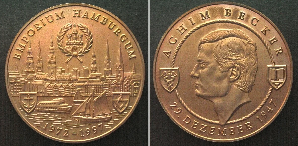 1997 ACHIM BECKER - 25th Ann. of EMPORIUM HAMBURG 1997 copper 50mm SCARCE! UNC