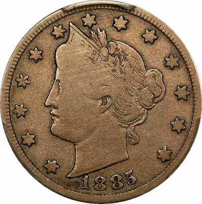 Liberty Nickel, 1885, 5¢, F12 , PCGS