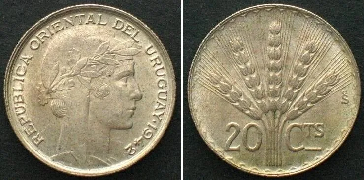 1942 URUGUAY 20 Centesimos 1942 So, silver UNC!!!