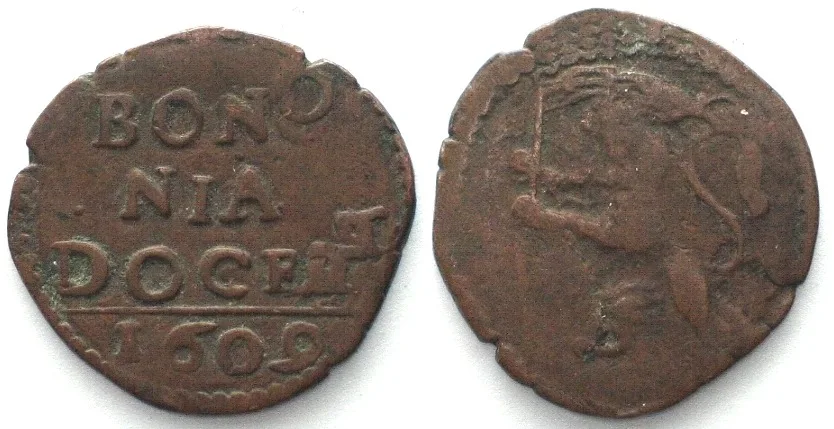 1609 Papal BOLOGNA Quattrino 1609 PAUL V copper VF+