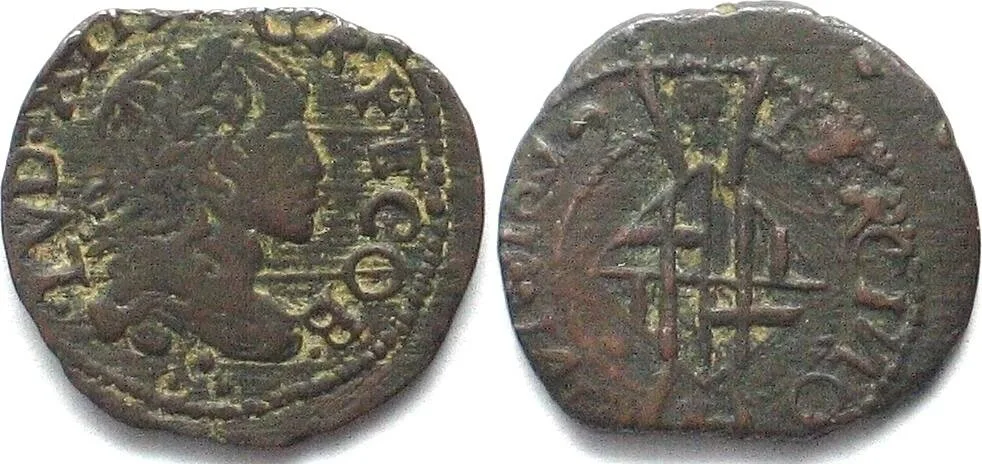 1642 Spain CATALONIA Seiseno 1642 LOUIS XIII of FRANCE copper XF! EF