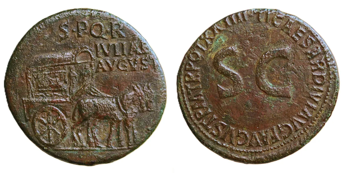 Livia Æ Sestertius. Struck under Tiberius. Rome, AD 21-22.