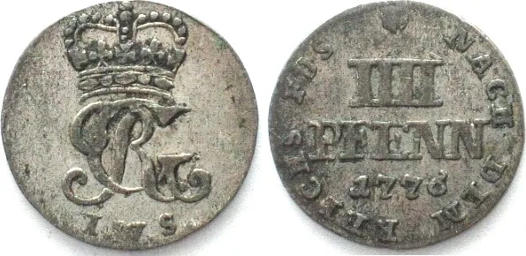 1776 BRUNSWICK-LUN-CAL-HANNOVER 4 Pfennig 1776 IWS GEORGE III of ENGLAND billon VF-XF VF-EF