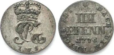 1776 BRUNSWICK-LUN-CAL-HANNOVER 4 Pfennig 1776 IWS GEORGE III of ENGLAND billon VF-XF VF-EF