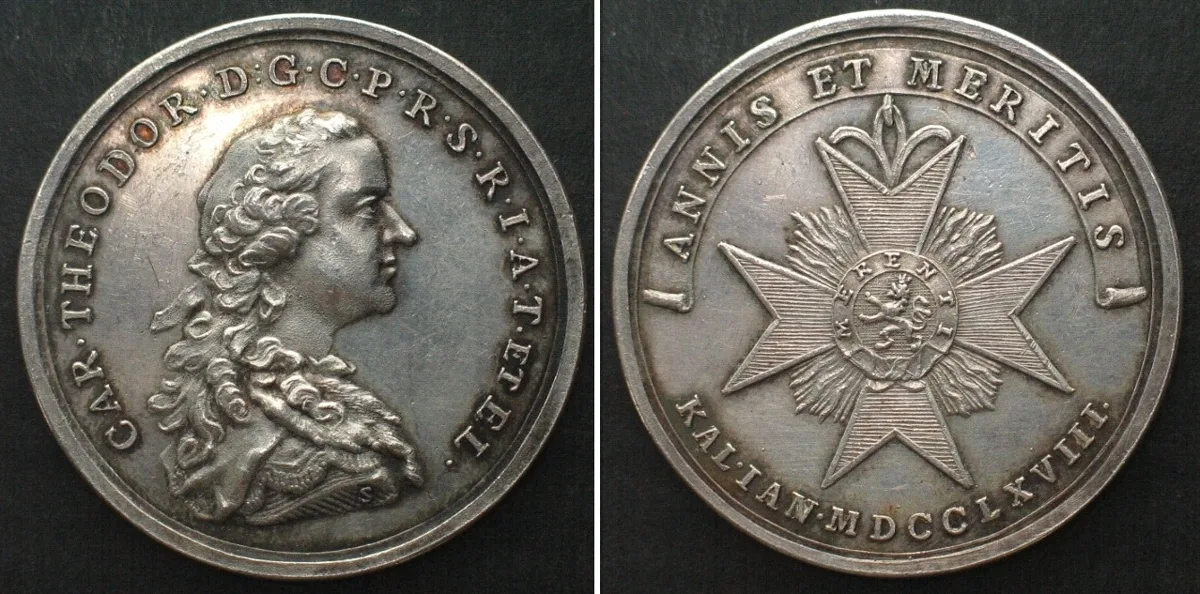 1768 PFALZ-SULZBACH 1768, Foundation of the Order of the Palatine Lion, silver, 35mm UNC-