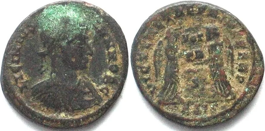 317-324 LICINIUS II (317-324 AD). AE Follis, ASIS, Siscia mint, VICT LAETAE PRINC PERP aVF