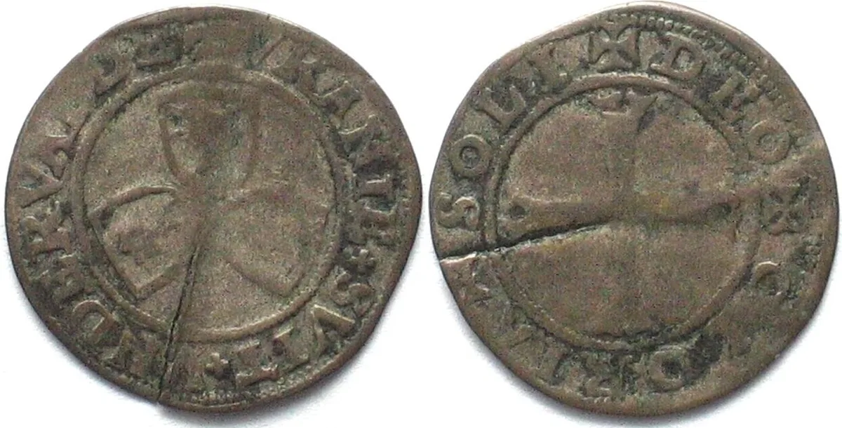 1540-1550 Swiss URI, SCHWYZ & UNTERWALDEN 1/2 Batzen ND(16th cent.) billon VF