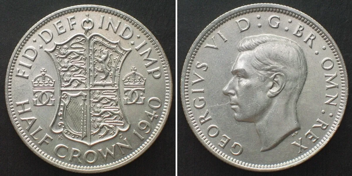 1940 GREAT BRITAIN Half Crown 1940, GEORGE VI, silver UNC-!