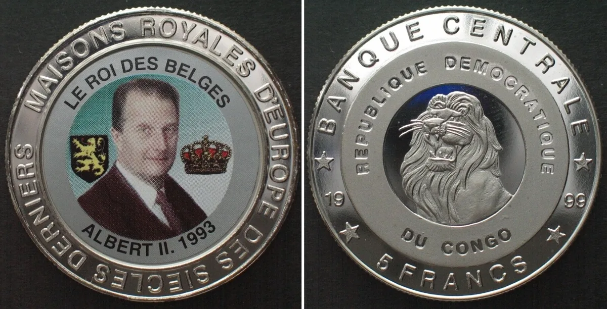 1999 CONGO 5 Francs 1999 Albert II ROYALS OF EUROPE Cu-Ni Proof