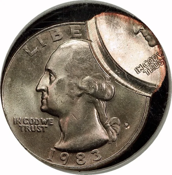 Washington 25¢, 1983, Double Struck. 2nd Strike 75% Off Center, 25¢, MS64 , NGC