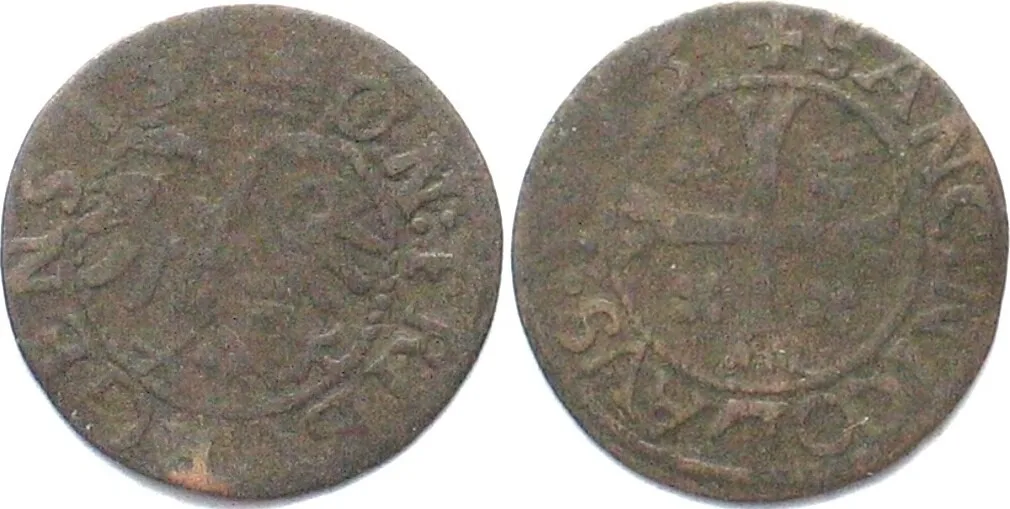 1625 Swiss Cantons FRIBOURG Kreuzer 1625 billon SCARCE DATE! VF