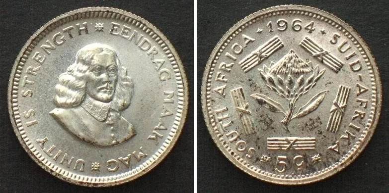 1964 SOUTH AFRICA 5 Cents 1964 silver Proof