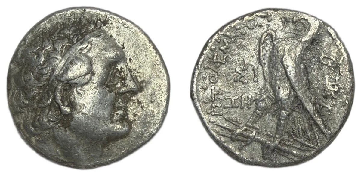 PTOLEMY III EUERGETES AR silver tetradrachm. Sidon, 241-240 BC. Eagle on thunderbolt.