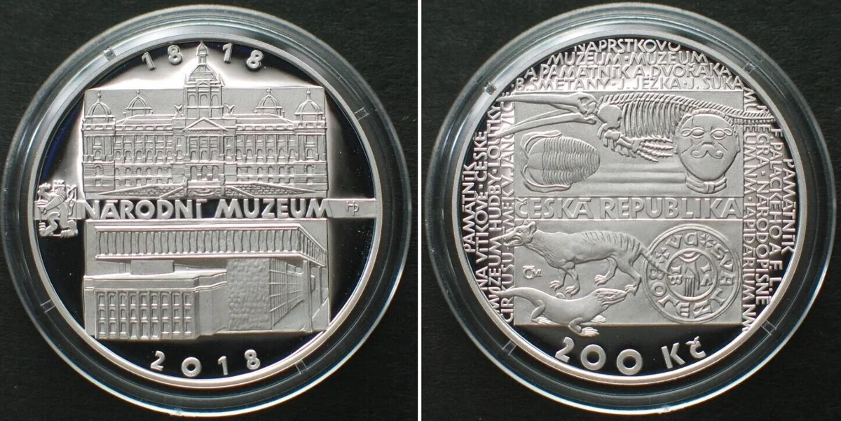 Kronen 2018 CZECH REPUBLIC. 200 Korun 2018, National Museum, silver Proof