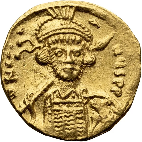 Constantine IV, with Heraclius and Tiberius. Solidus
