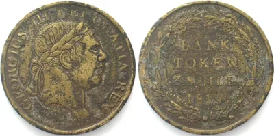 1814 GREAT BRITAIN Bank Token 3 Shilling 1814 CONTEMPORARY COUNTERFEIT VF