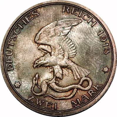 German States, Prussia, William II, 1913, 2 Marks, UNC
