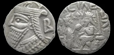 KINGS of PARTHIA, Vologases IV. 147-191 AD. BI  25.6mm 13.32 gm Tetradrachm, Choice VF. Toned