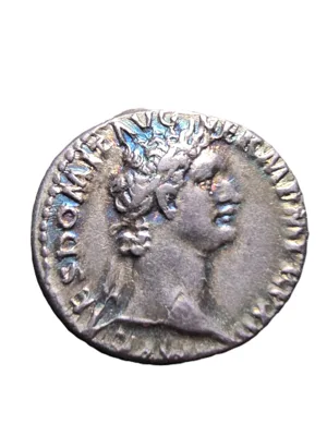 Domitian AR Denarius, RIC 739, Minerva Reverse, Attractive Toning