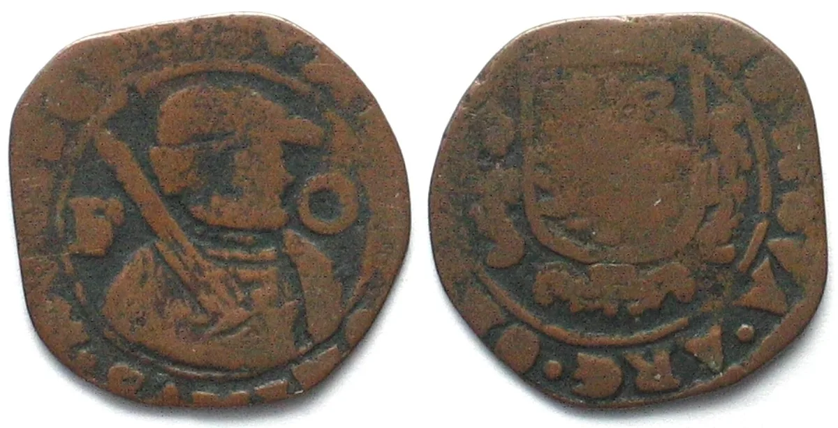 1644-1649 NETHERLANDS - FRIESLAND Oord (2 Duits) ND(1644-49) copper aVF VF-