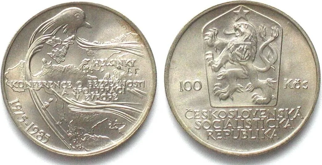 1985 CZECHOSLOVAKIA 100 Korun 1985 HELSINKI CONFERENCE silver UNC