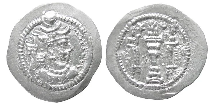 SASANIAN KING, Peruz. second Crown. AD. 457-484. AR Drachm