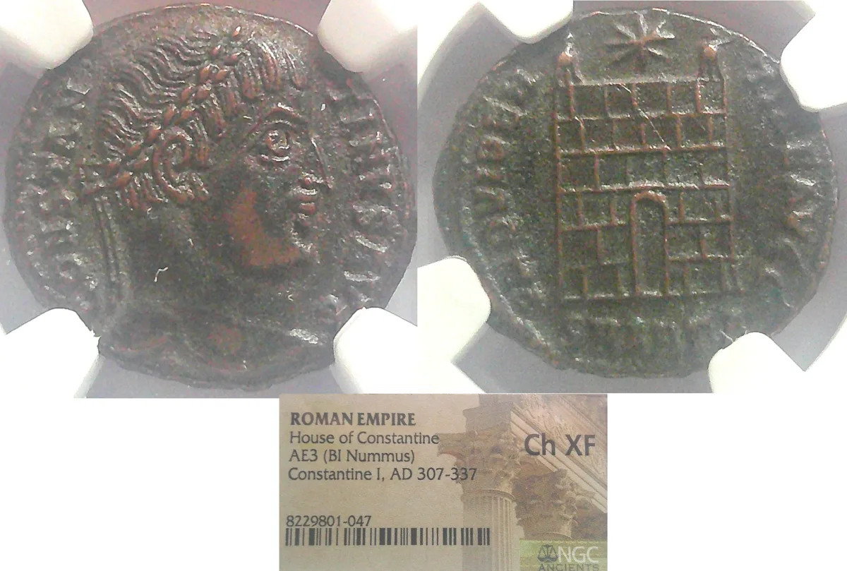 ROMAN EMPIRE, House of Constantine, AE3 (BI Nummus) Constantine I AD 307-337 NGC Ch XF