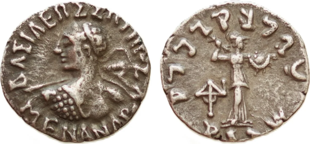 INDO-GREEK KINGDOMS. Bactria. Menander I Soter (ca. 155-130 BC). AR Indic drachm
