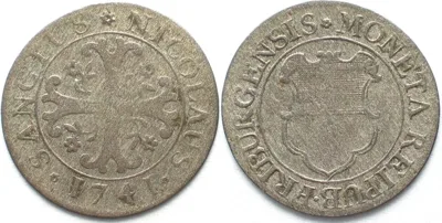 1741 Swiss Cantons FRIBOURG. 1/2 Batzen 1741 billon VF/VF-XF! VF/VF-EF