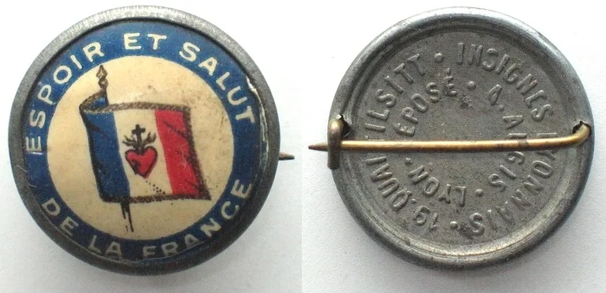 1900 FRANCE Pin, Sacre Coer, ESPOIR ET SALUT DE LA FRANCE, ca. 1900, Alu 19mm EF