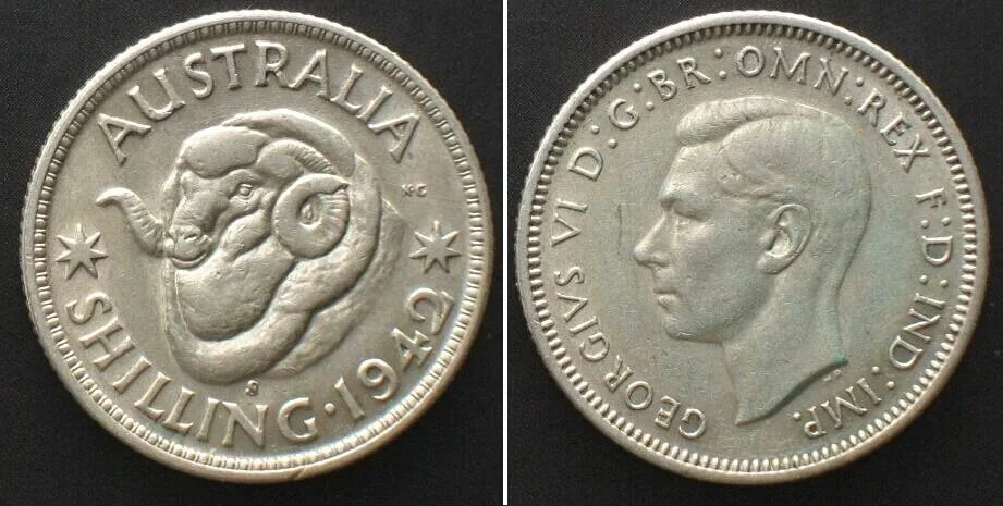 1942 AUSTRALIA Shilling 1942 S, GEORGE VI, silver, UNC-!