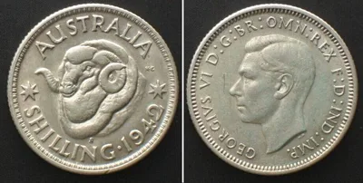 1942 AUSTRALIA Shilling 1942 S, GEORGE VI, silver, UNC-!