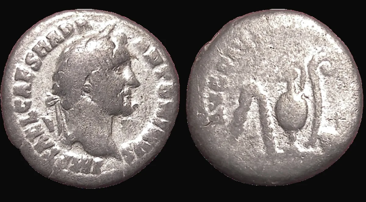 ANTONINUS PIUS 138-161 AD Early issue, (struck 138-139 AD) AR 17mm, 2.5gm Denarius. Scarce Type