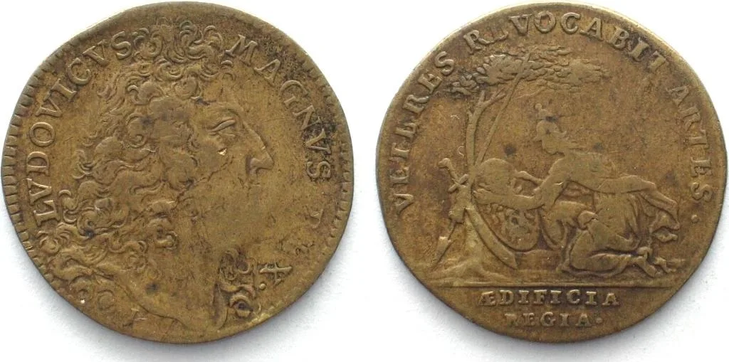 1699 LOUIS XIV Brass jeton ND(1699) VETERES REVOCABIT ARTES VF