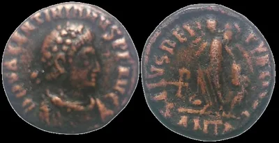 Valentinian II 375-392 AD, (Struck 388 & 392 AD) AE 12 mm, 1.58 gm Antioch, aVF