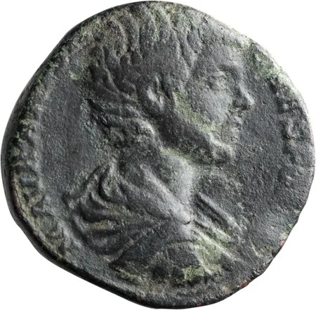 Caracalla as Caesar. Sestertius