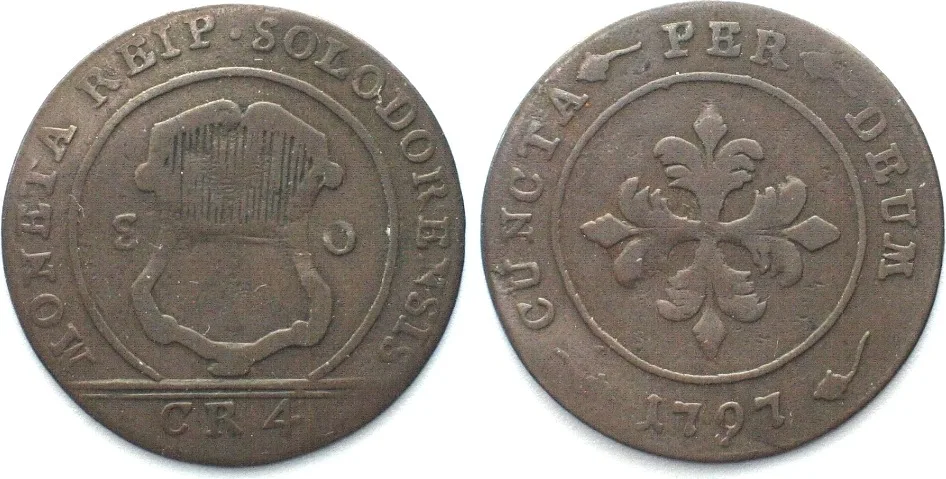1797 Swiss Cantons SOLOTHURN Batzen 1797 billon VF