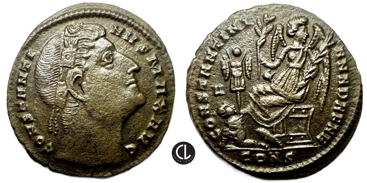 Constantine I, AE Follis, Dafne coinage, Constantinople Mint, 1st officina, 2nd emission, 327 AD