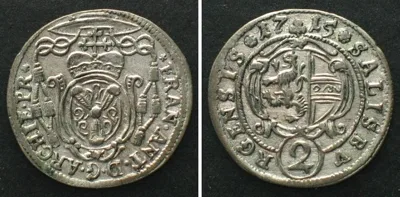 1715 SALZBURG. 2 Kreuzer 1715, FRANZ ANTON, silver UNC!!!