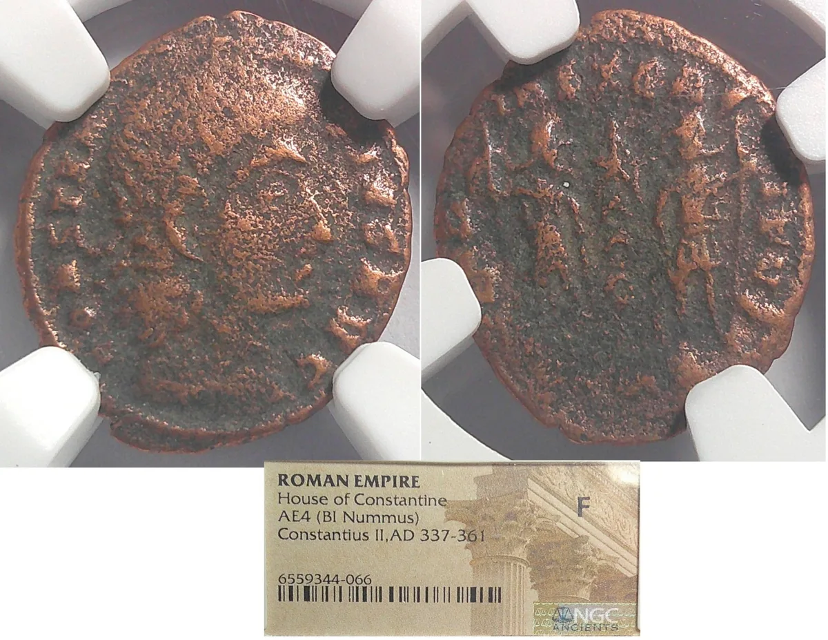 ROMAN EMPIRE Constantius II AD 337-361 AE4 Nummus NGC F