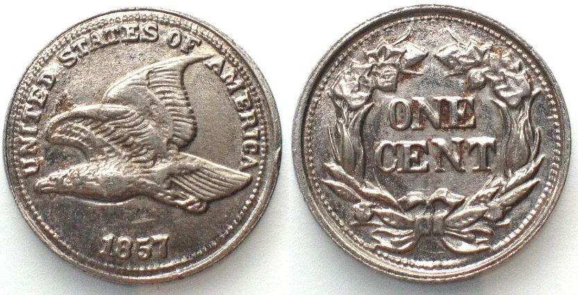 1972 USA CENT 1857 FLYING EAGLE Replica 1972 by Carrarmato Perugina chocolate 21mm UNC