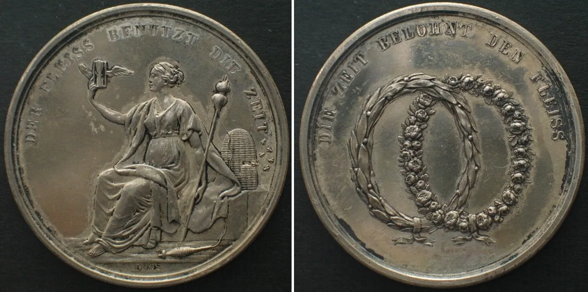 1800 PRUSSIA Diligence Medal ND (about 1800) by Daniel Friedrich Loos, silver, 36mm UNC-