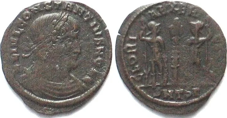 324-337 CONSTANTIUS II (324-361 AD). AE Follis, as caesar, 324-337, SMTSΓ, Thessalonica EF