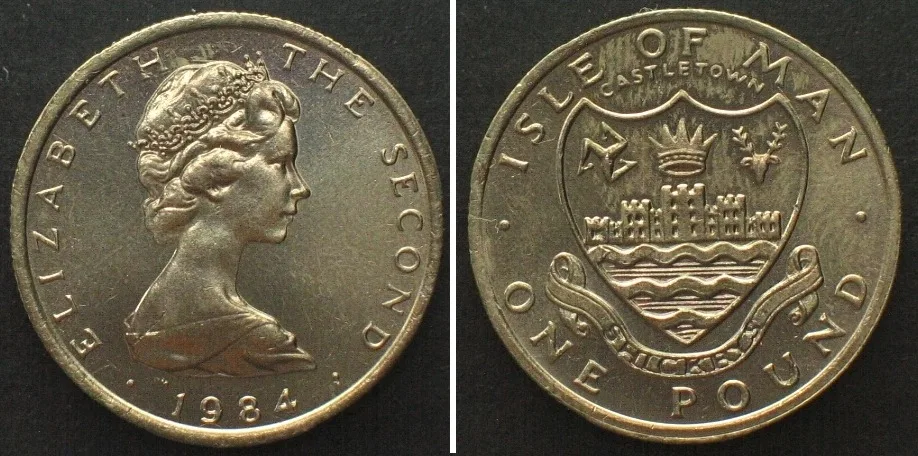 1984 ISLE OF MAN 1 Pound 1984 D, Castletown, ELIZABETH II Ni-Br UNC, SCARCE! Proof