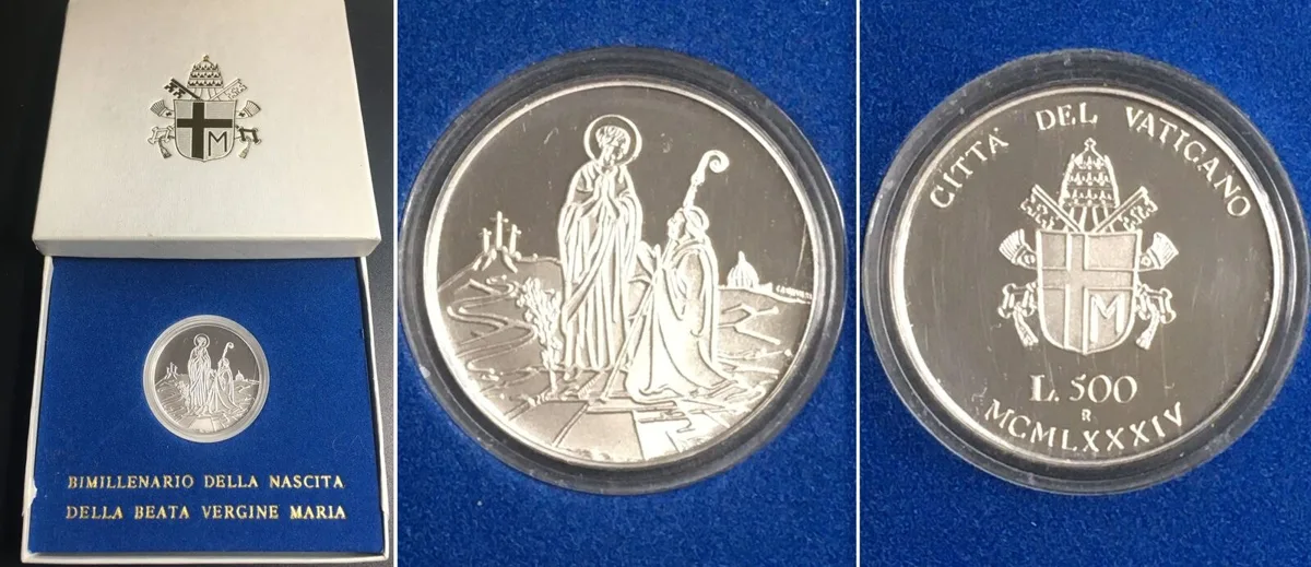 1984 VATICAN 500 Lire 1984, JOHN PAUL II silver Proof in box Proof