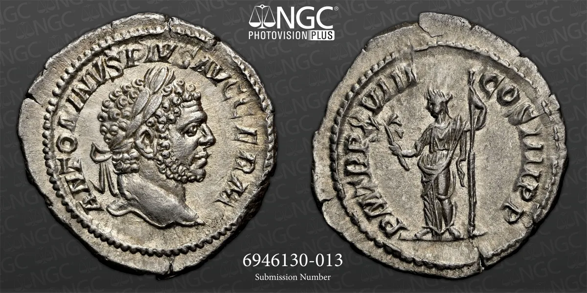 Ch AU Caracalla denarius