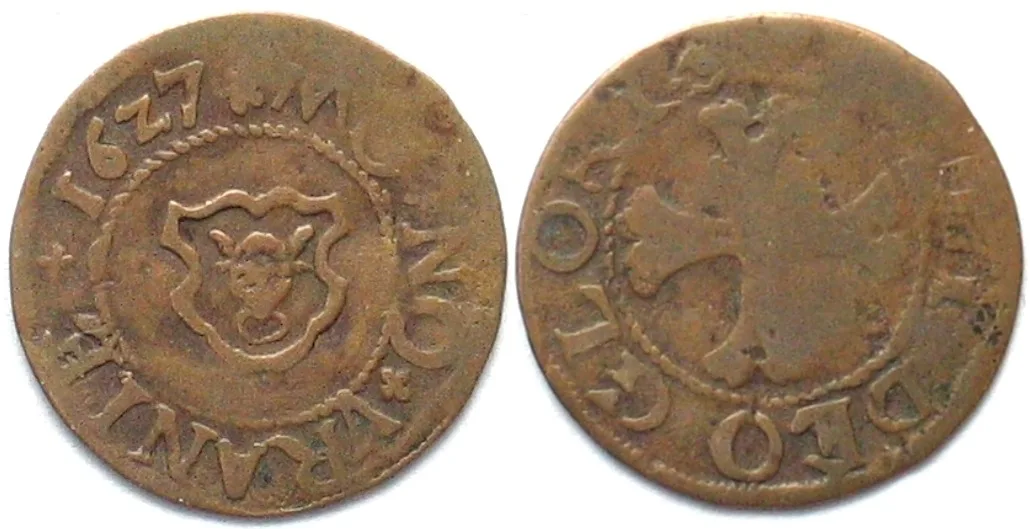 1627 Swiss URI Kreuzer 1627 copper SCARCE! VF