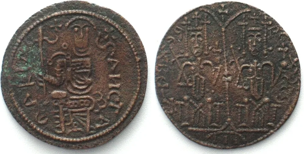 1172-1196 HUNGARY. Follis BELA III (1172-1196) SANCTA MARIA copper XF! EF